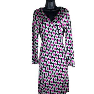 Diane Von Ferstenberg wrap silk dress size 8 multi print